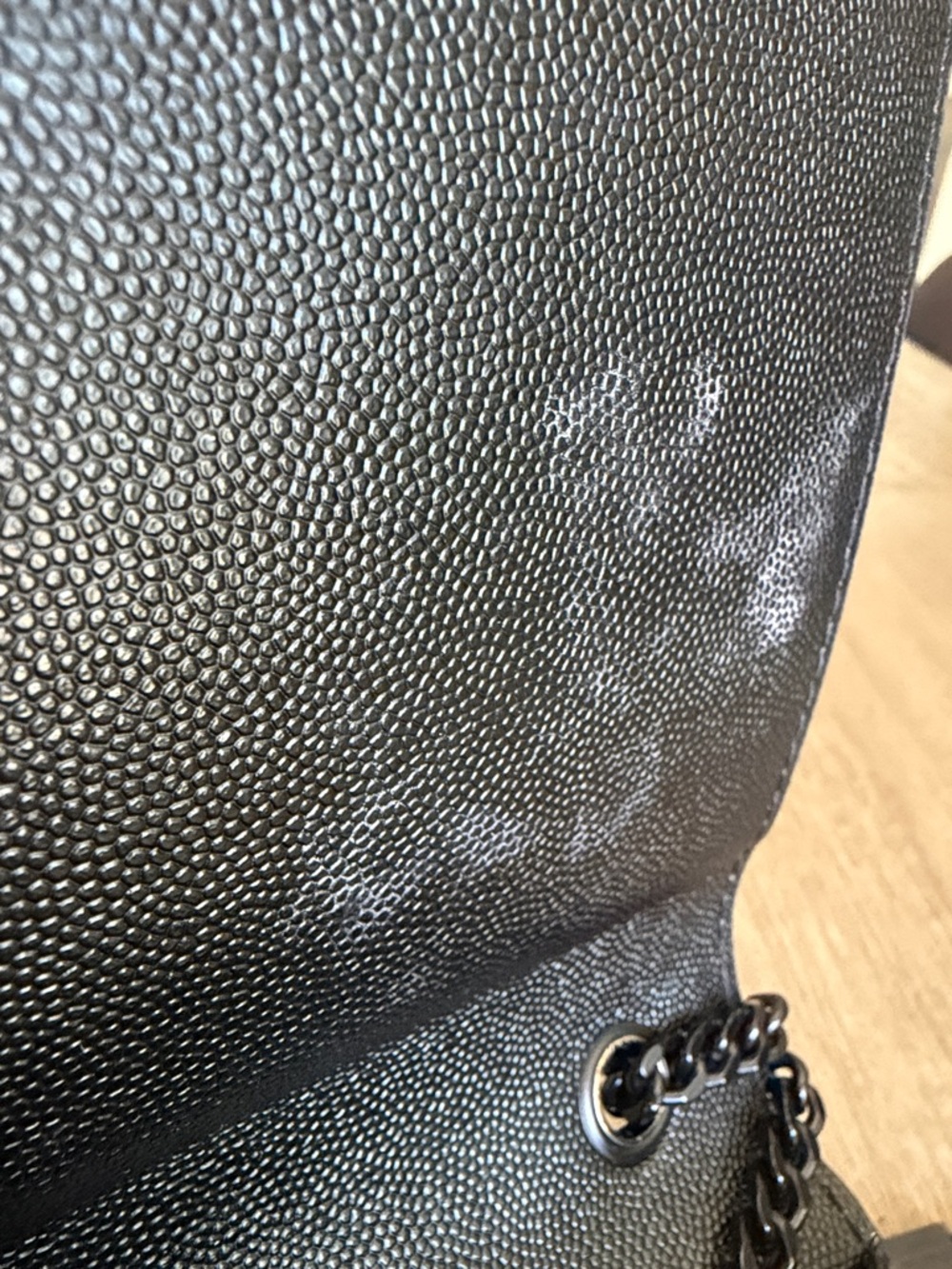 Saint Laurent Black Pebbled Leather YSL Chain Shoulder Bag - Picture 7 of 11